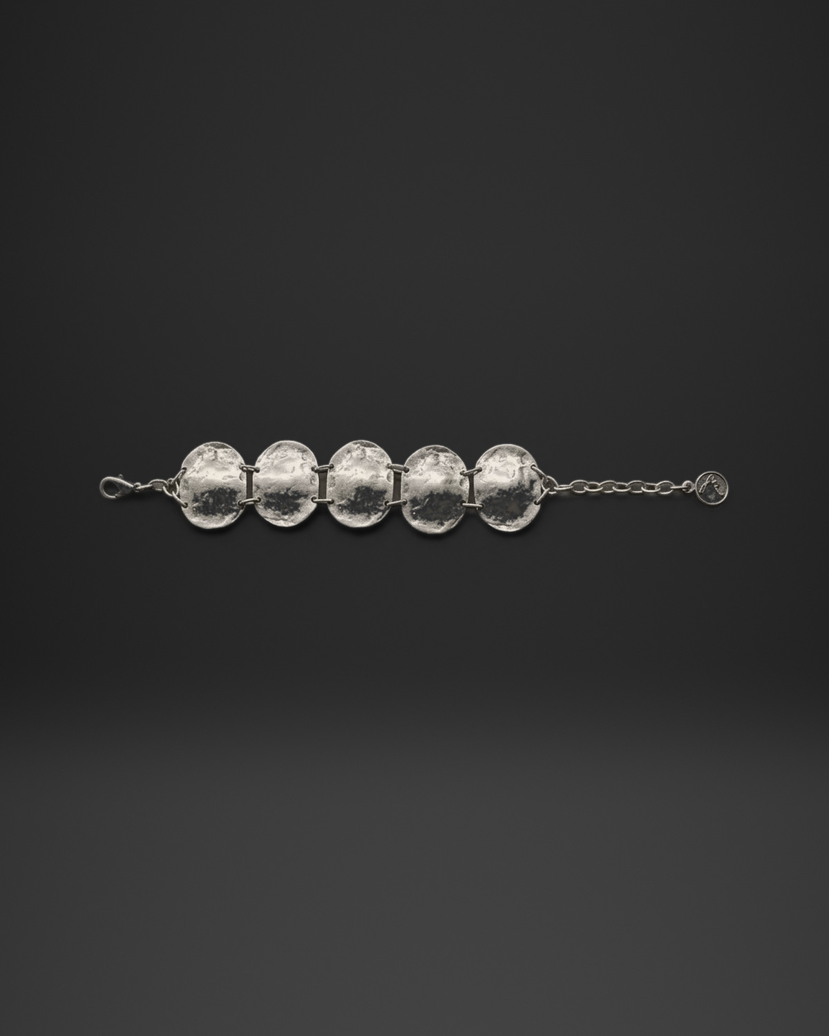 Hammered Concave Disc Bracelet
