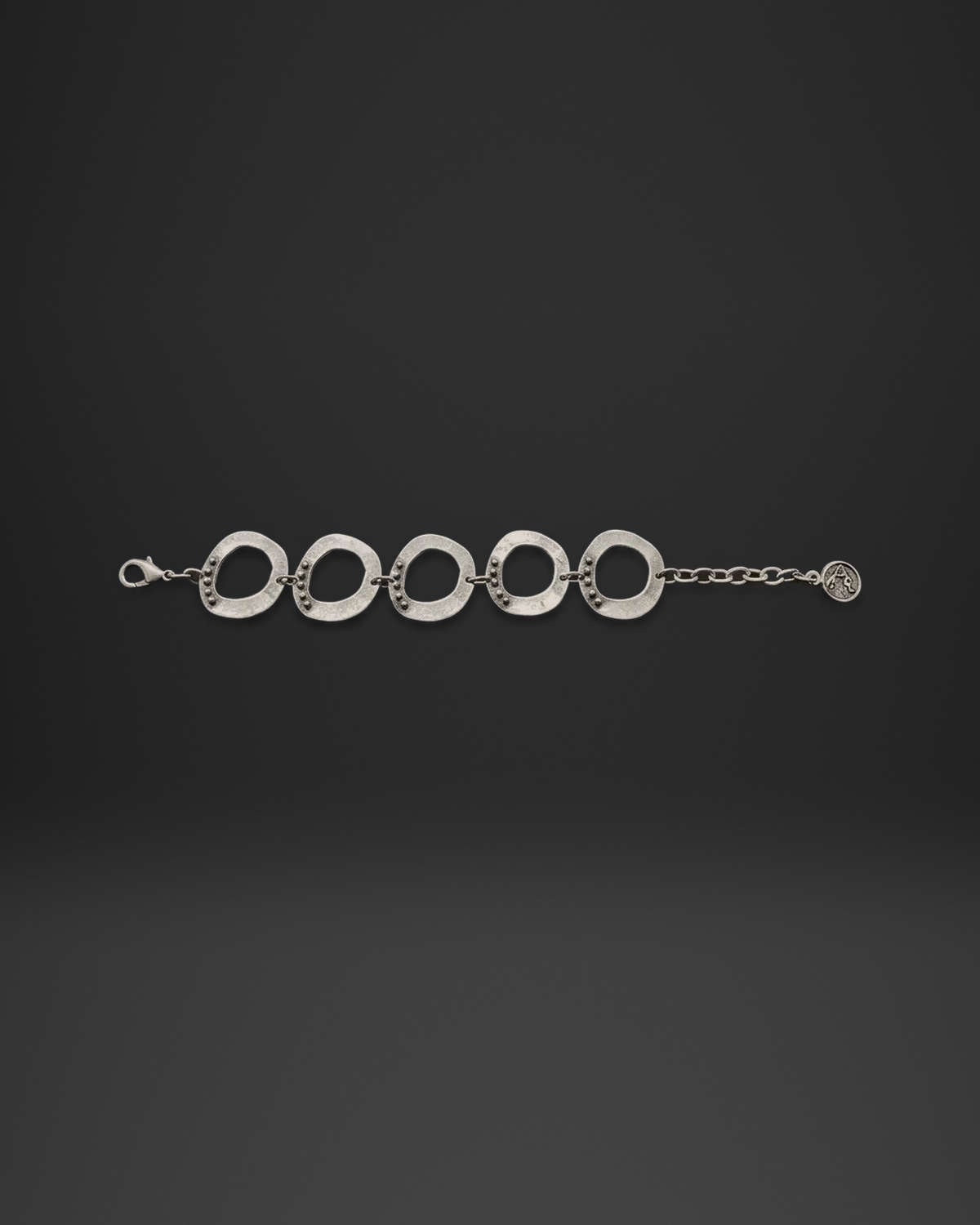 Hammered Open Circle Dot Bracelet