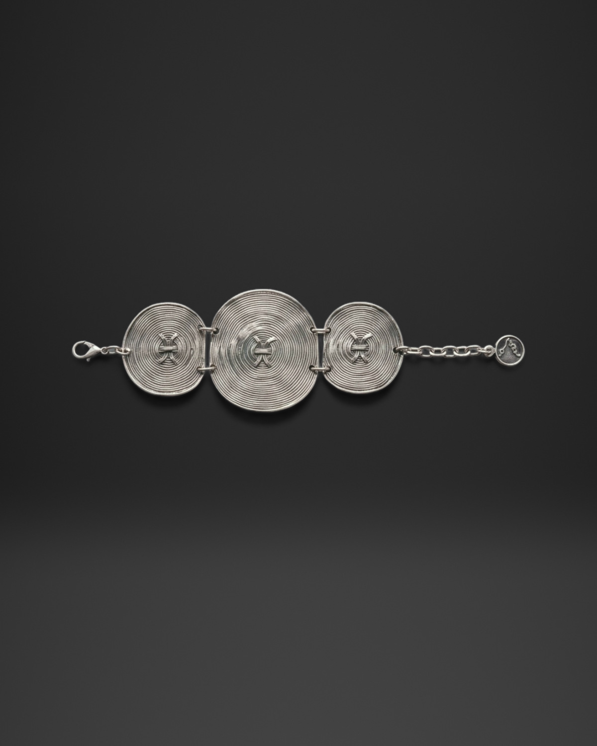 Concentric Ring Cross Disc Bracelet