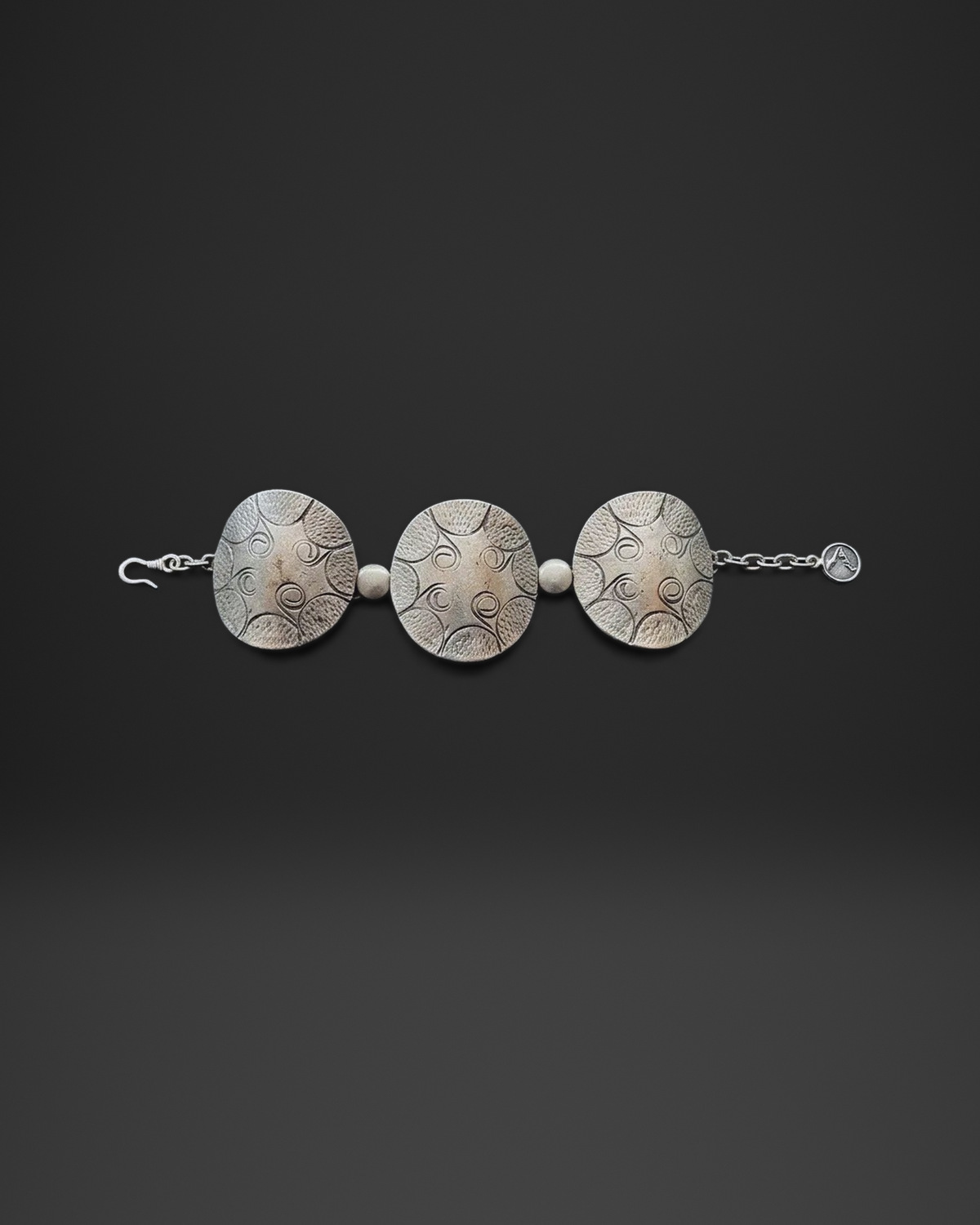Spiral Sun Engraved Disc Bracelet