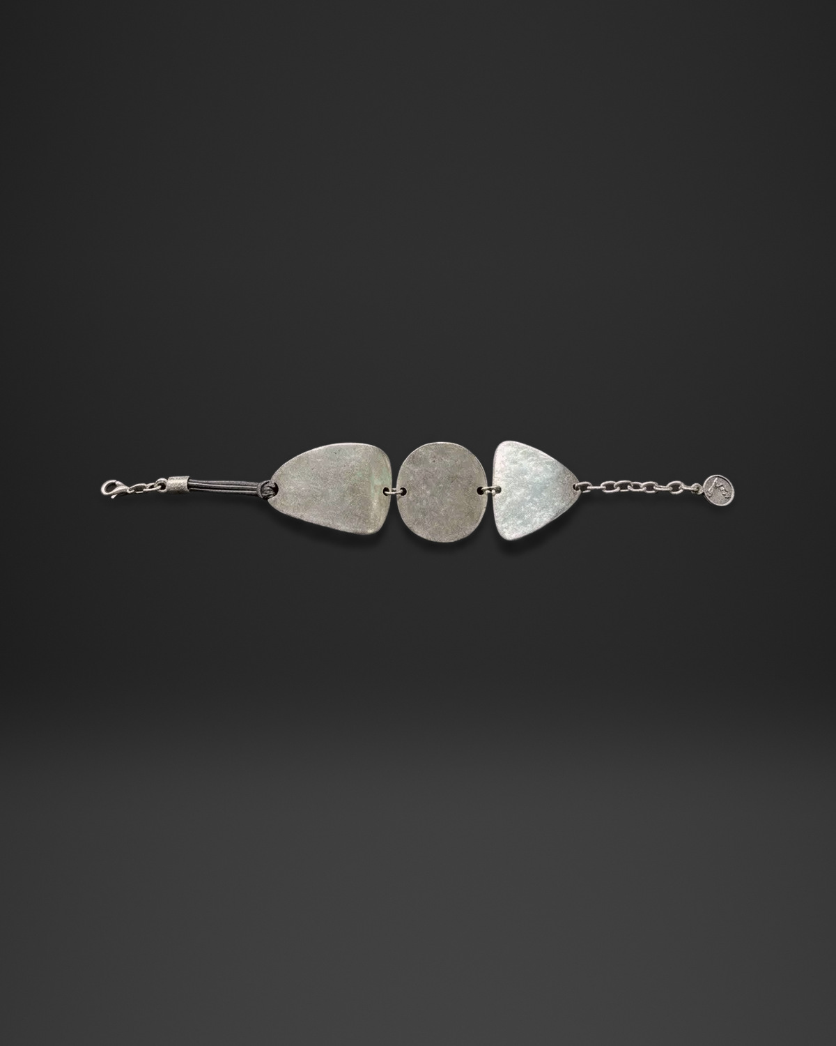 Teardrop and Disc Leather Bracelet
