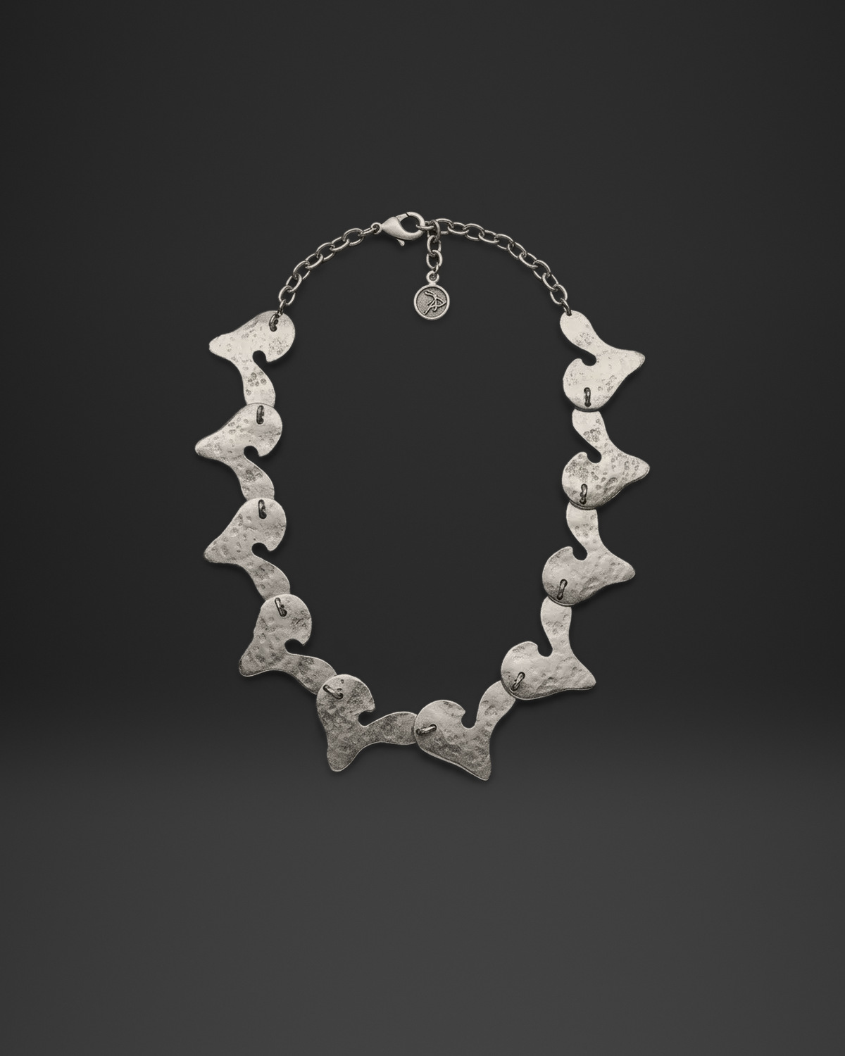 Hammered Wave Tile Choker Necklace