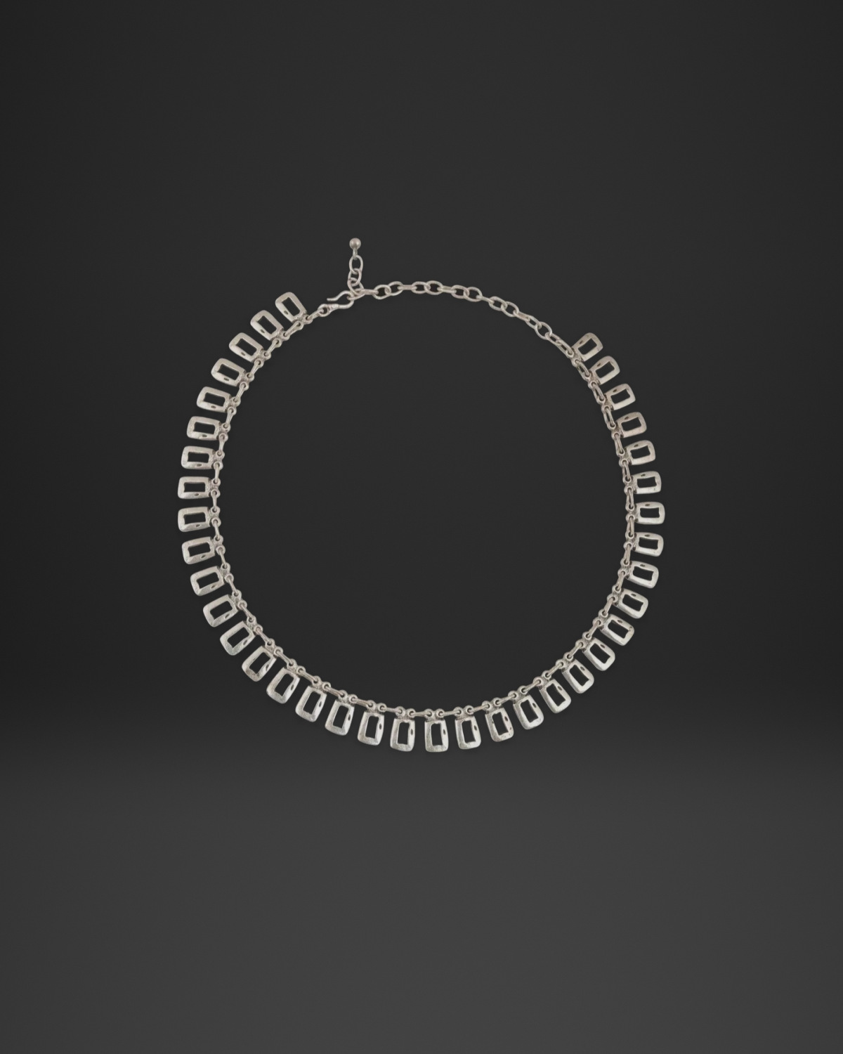 Open Rectangle Fringe Choker Necklace