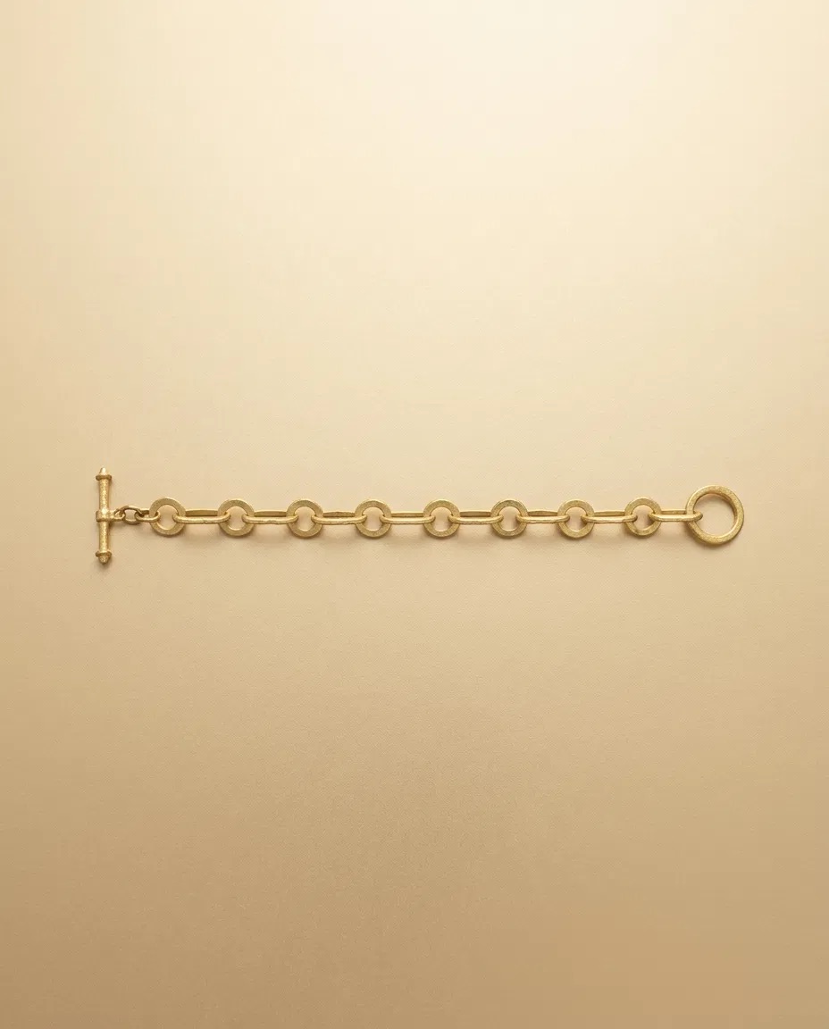 Fine Gold Ring Station Toggle Bracelet