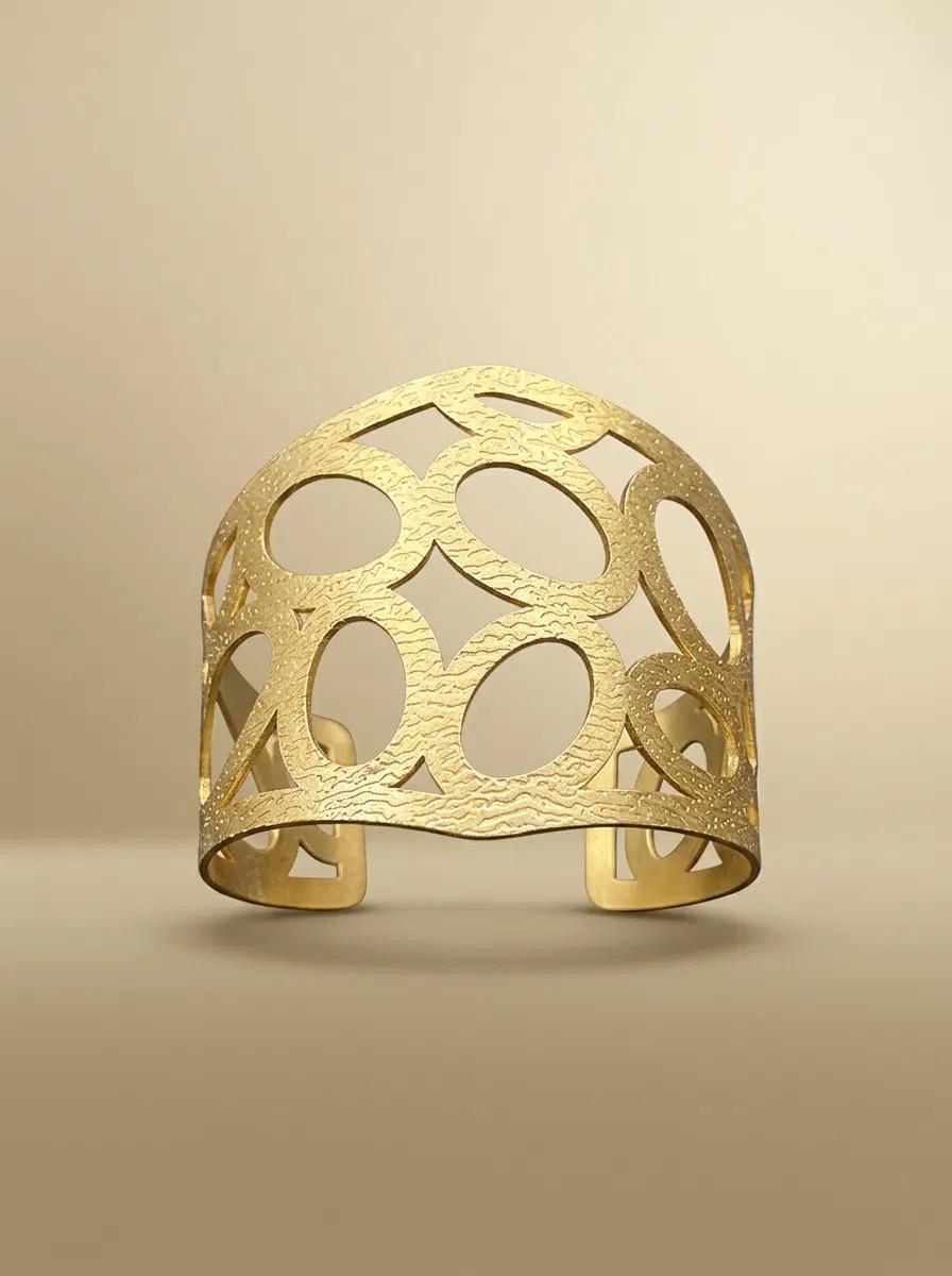 Openwork Bubble Oval Gold Cuff Bracelet