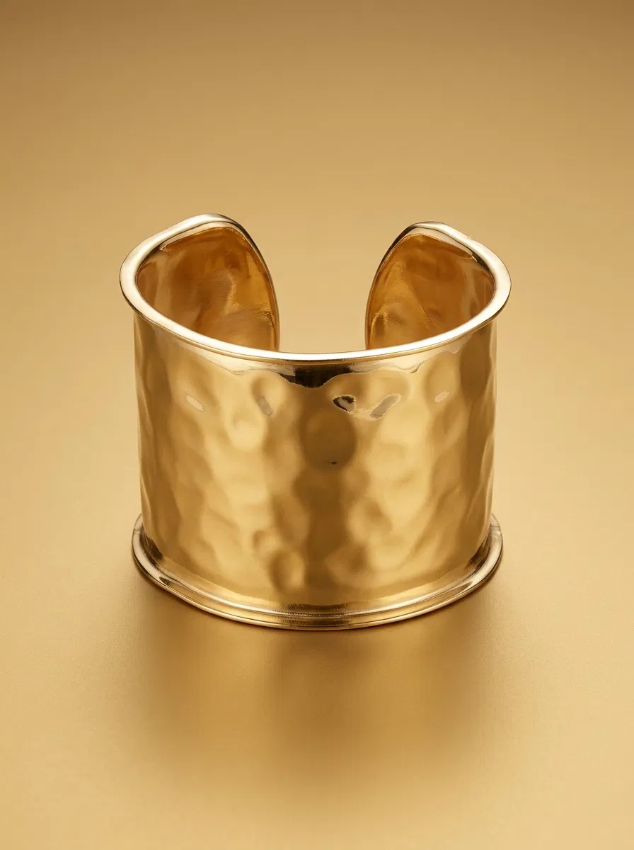 Hammered Gold Wide Cuff Bracelet