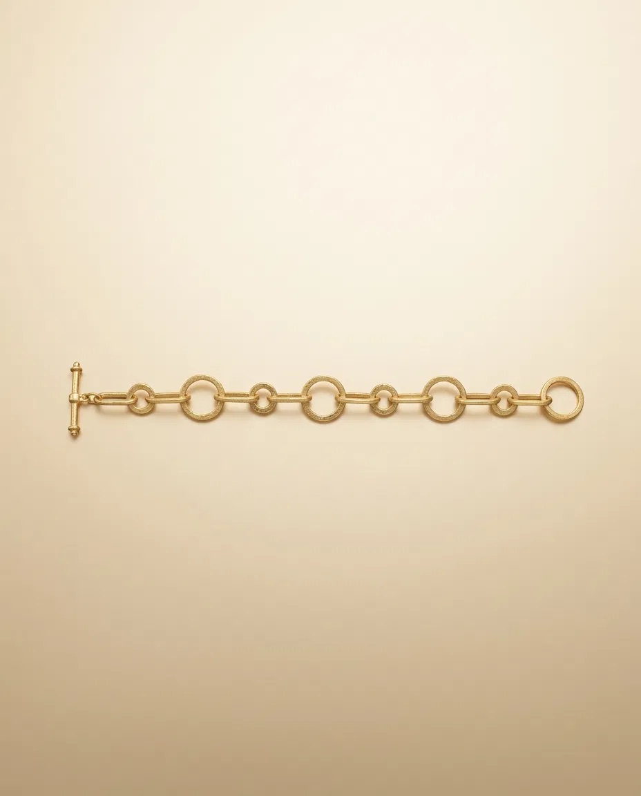 Mixed Ring Station Fine Chain Toggle Bracelet