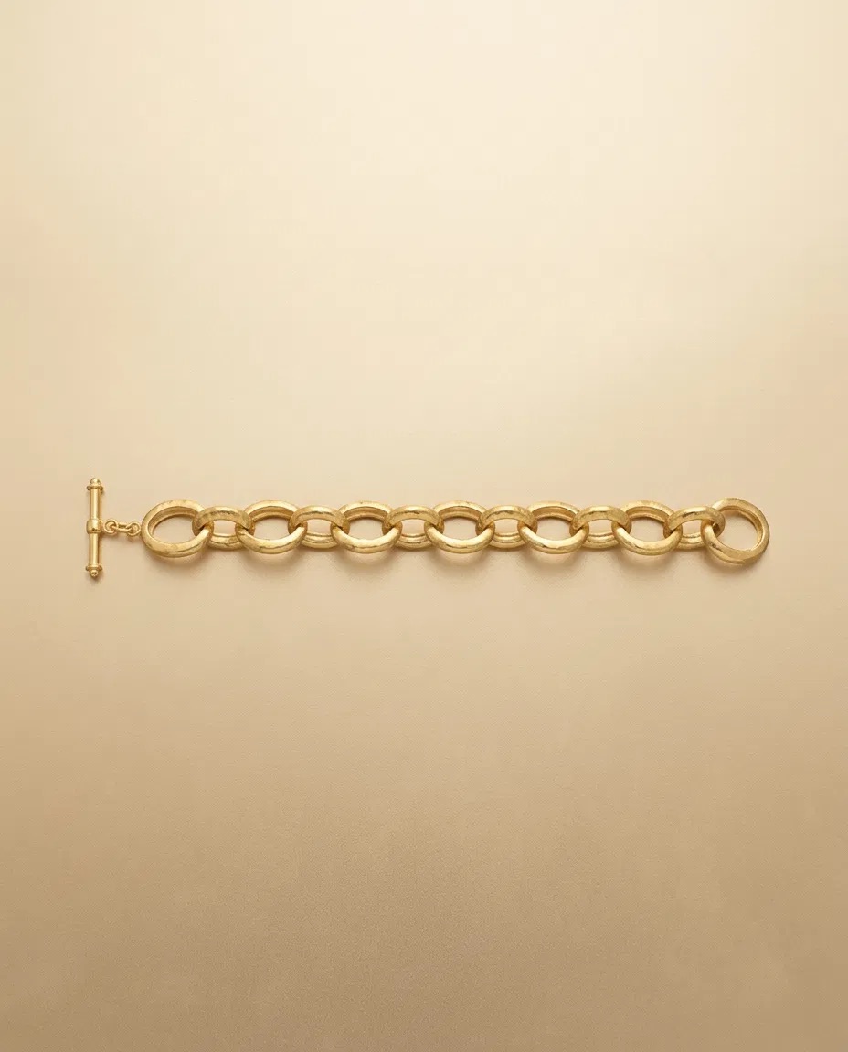 Chunky Gold Oval Link Toggle Bracelet