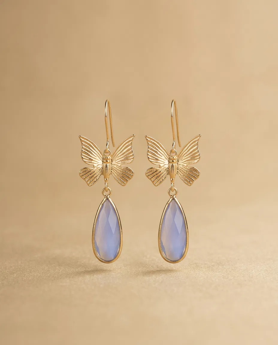 Butterfly Lavender Teardrop Earrings