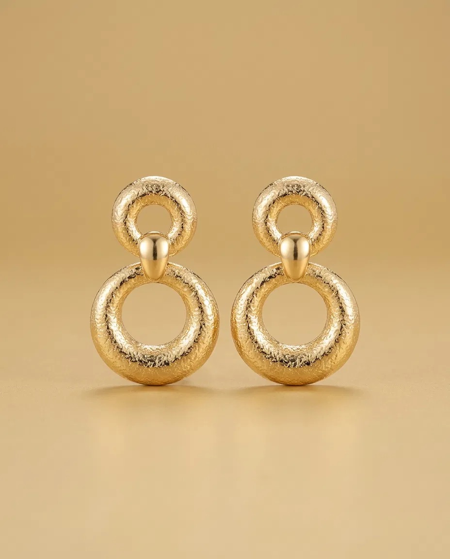 Brushed Double Ring Knocker Earrings