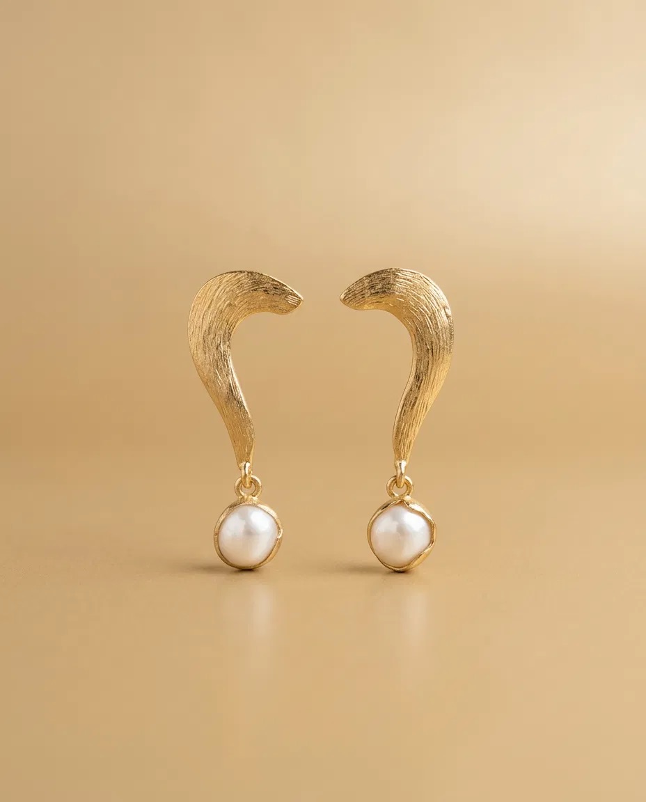 Brushed Hook Pearl-Look Drop Earrings