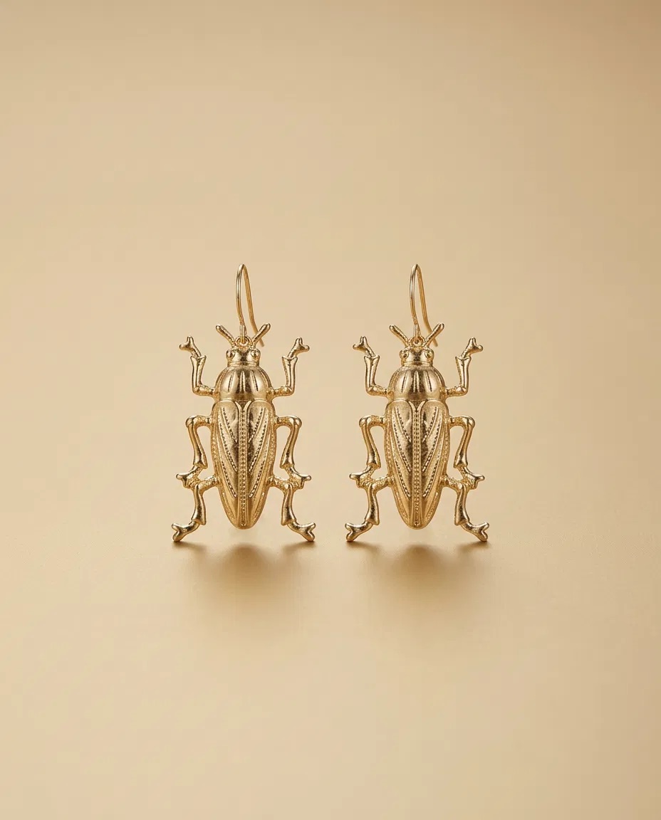 Gold Beetle Earrings