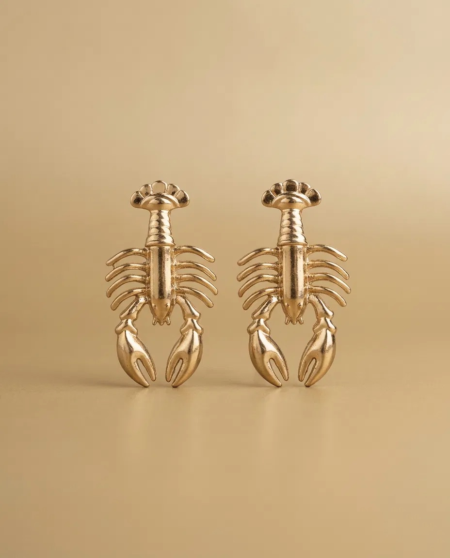 Gold Lobster Earrings