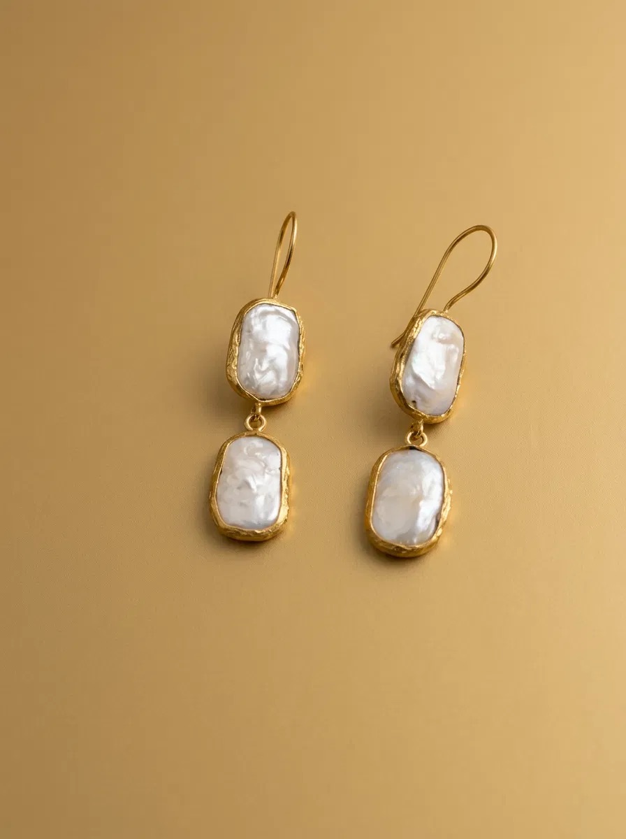 Baroque Pearl-Look Double Drop Earrings