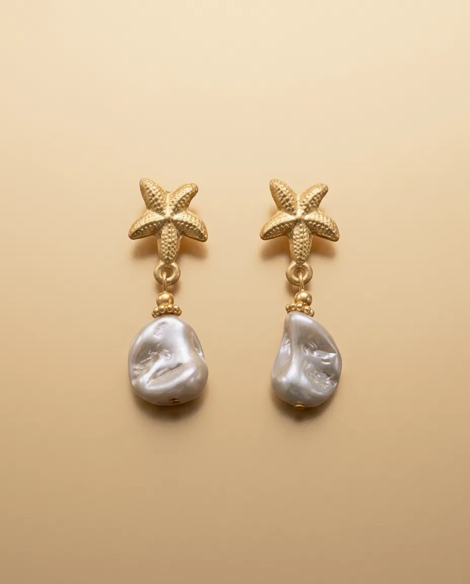 Starfish Baroque Pearl-Look Drop Earrings
