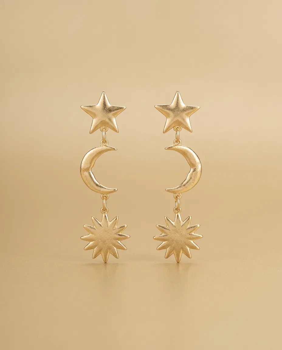 Star Moon Sun Celestial Earrings