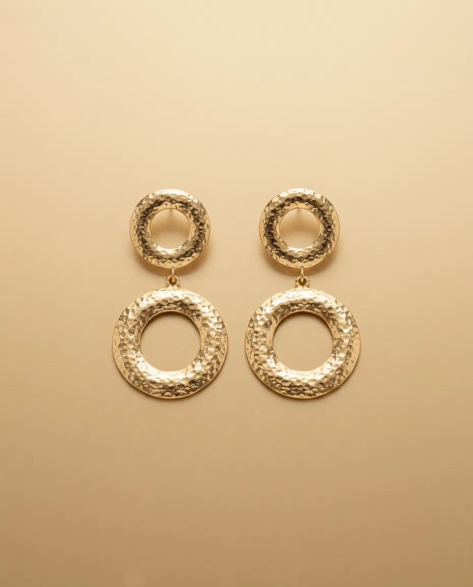 Hammered Double Ring Earrings