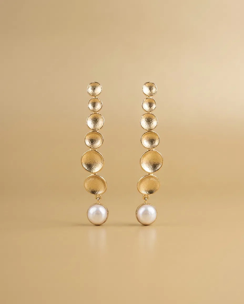 Graduated Cup Disc Pearl-Look Drop Earrings
