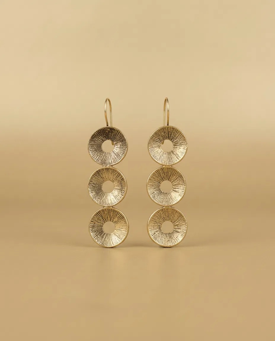 Triple Brushed Disc Hook Earrings