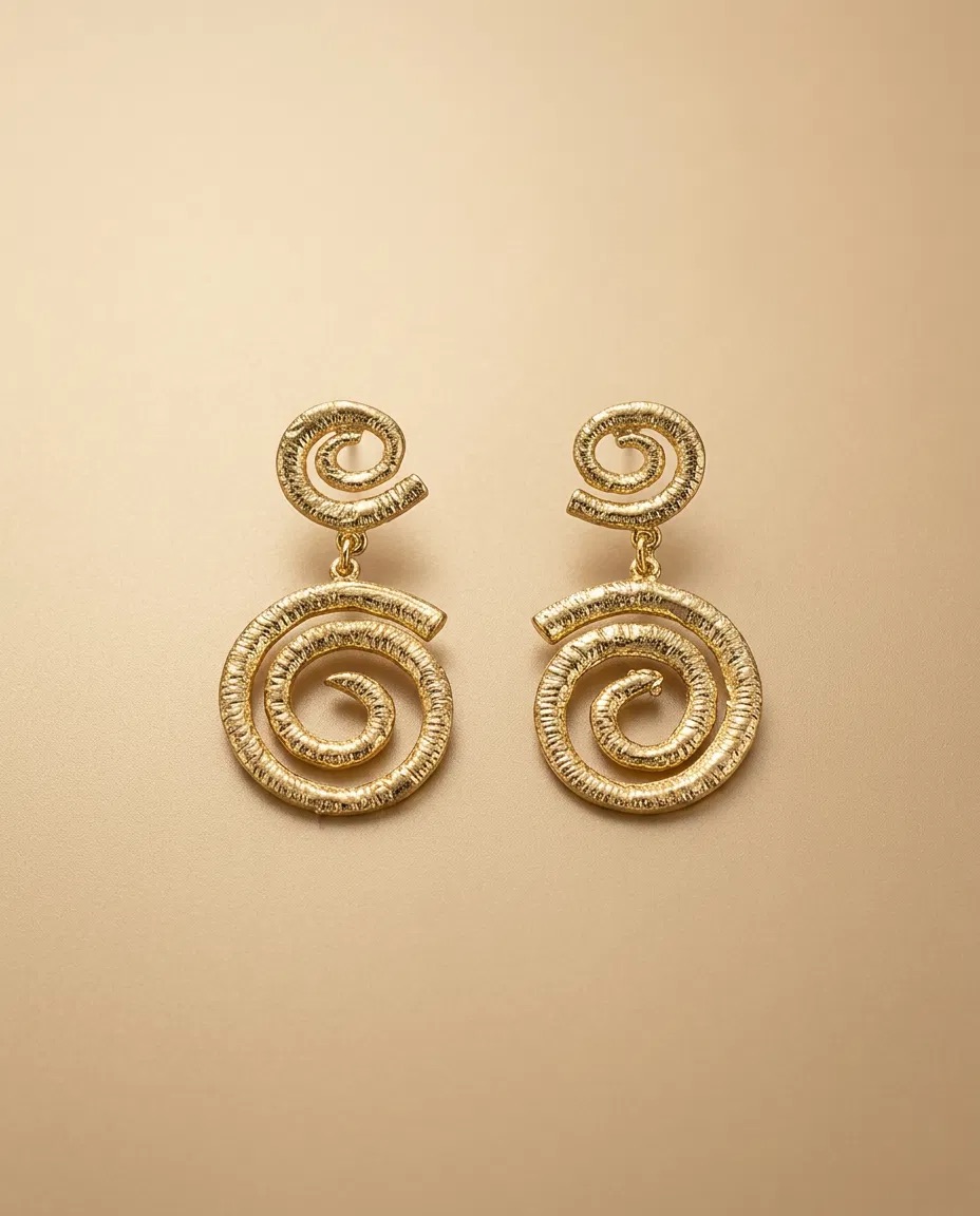 Brushed Double Spiral Drop Earrings