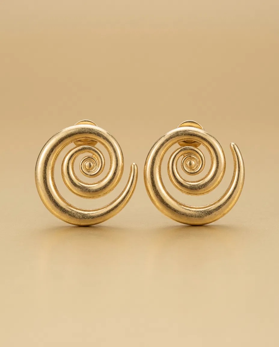 Bold Gold Spiral Stud Earrings