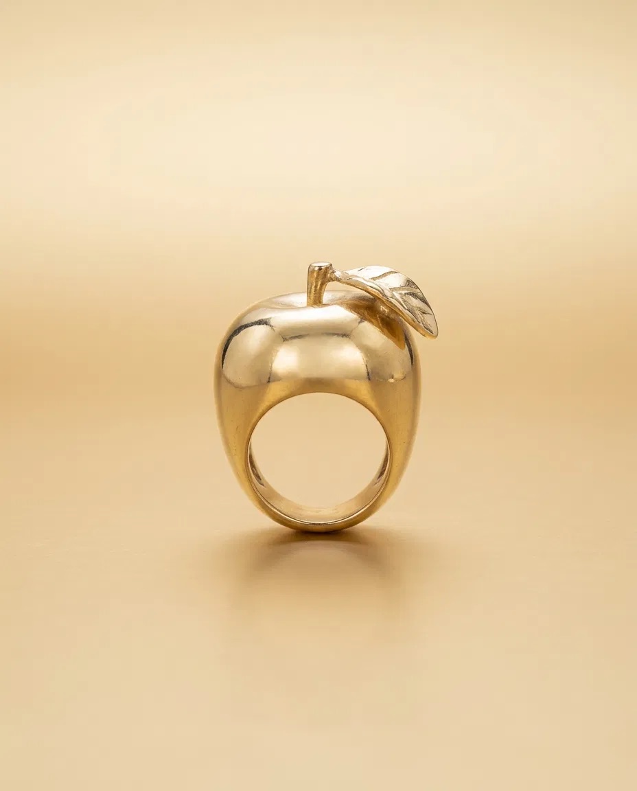 Polished Gold Apple Statement Ring