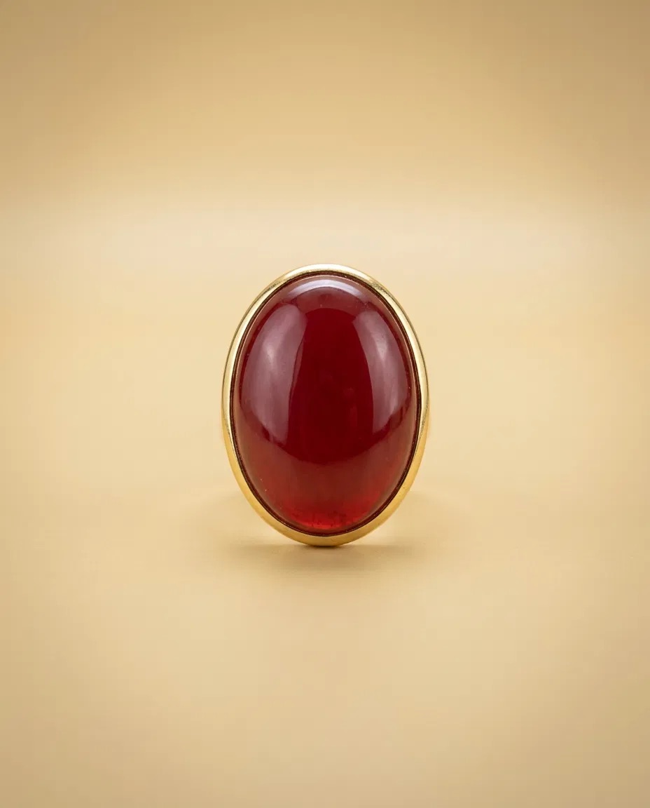 Deep Red Oval Cabochon Ring