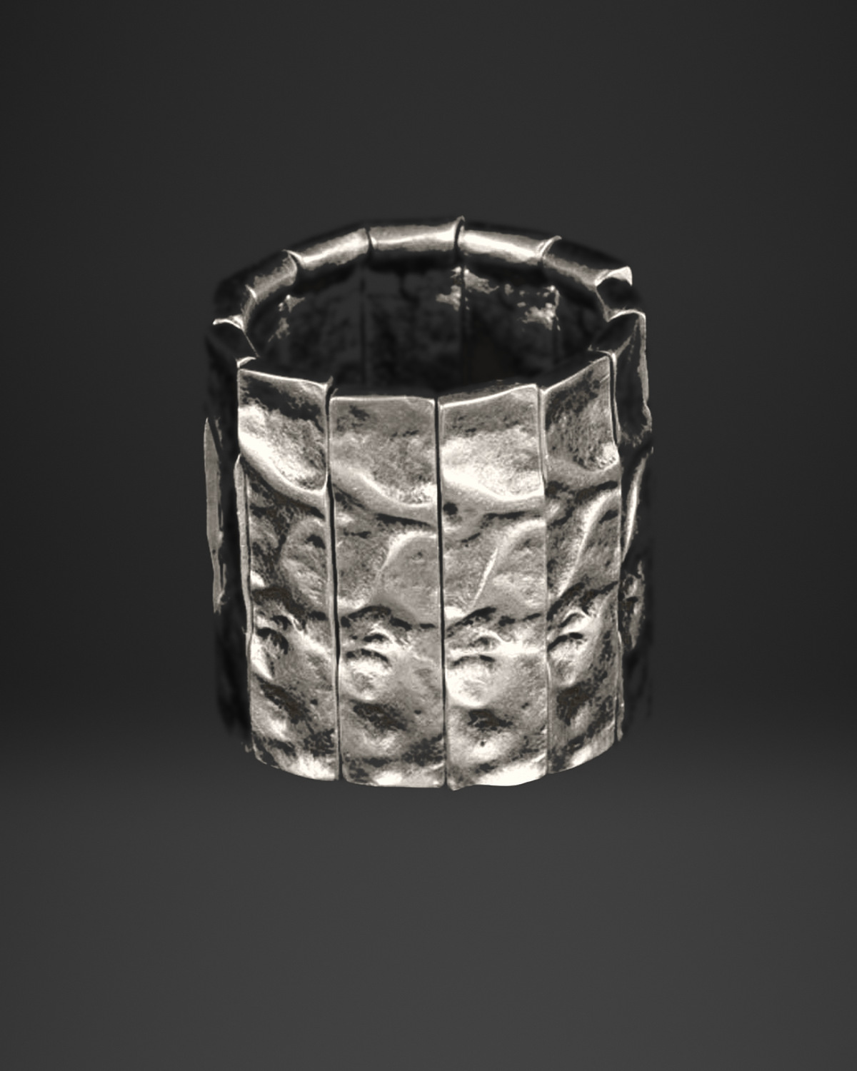 Hammered Wide Panel Stretch Bracelet