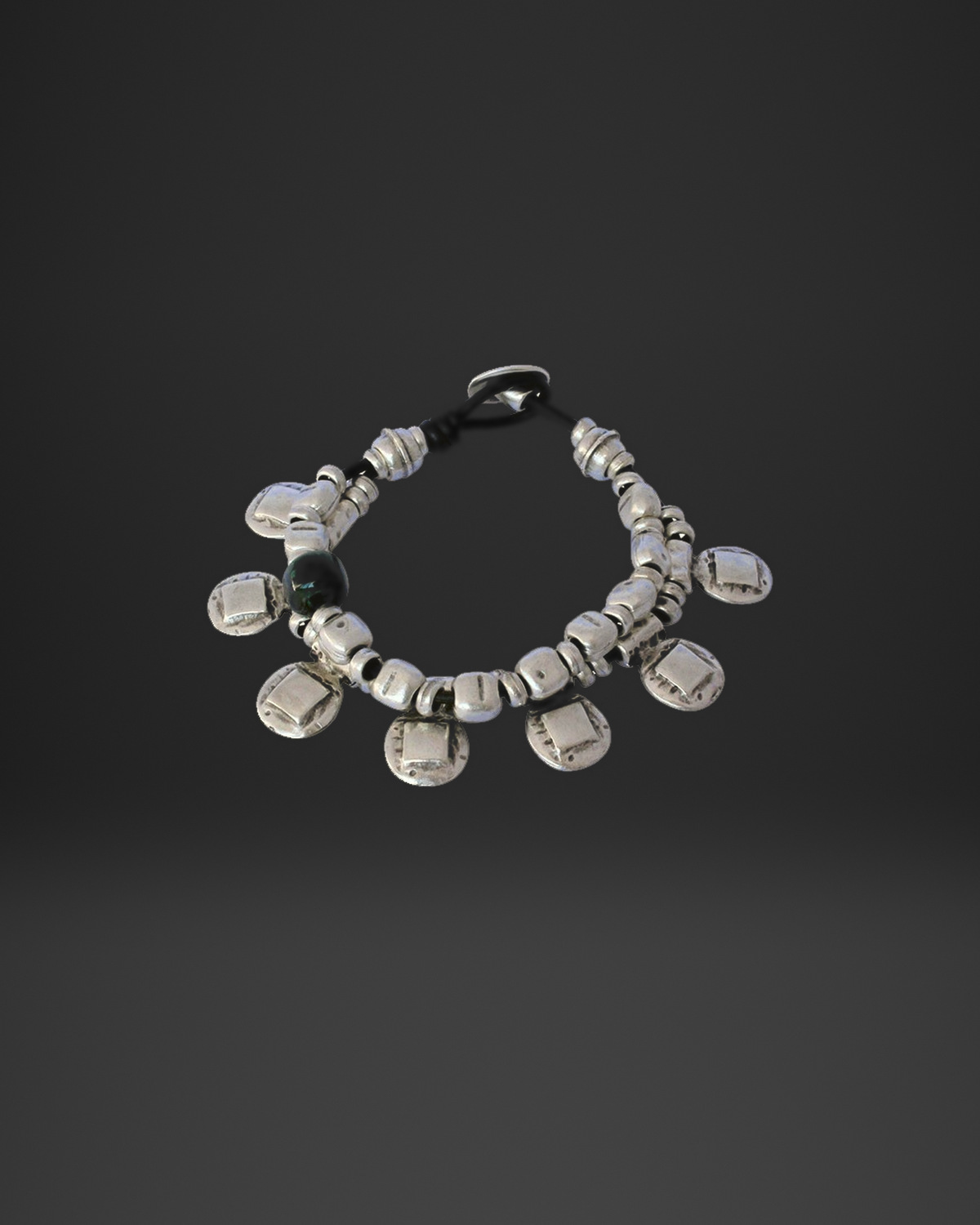 Square Coin Drop Beaded Leather Bracelet