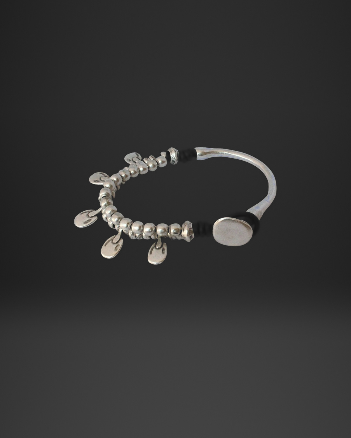 Drop Charm Half-Bangle Beaded Bracelet