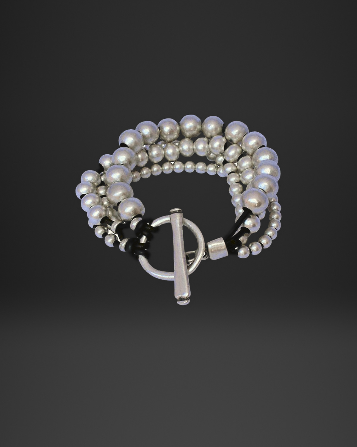 Big Ball Bead Toggle Multi-Strand Bracelet
