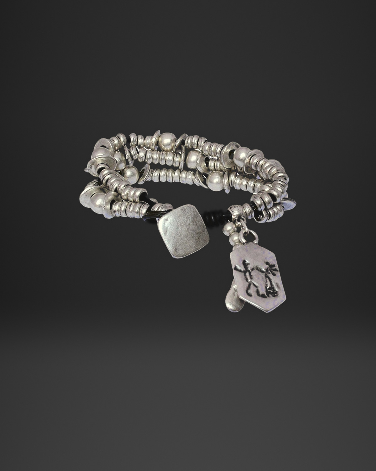 Dancing Figures Tag Multi-Strand Bracelet