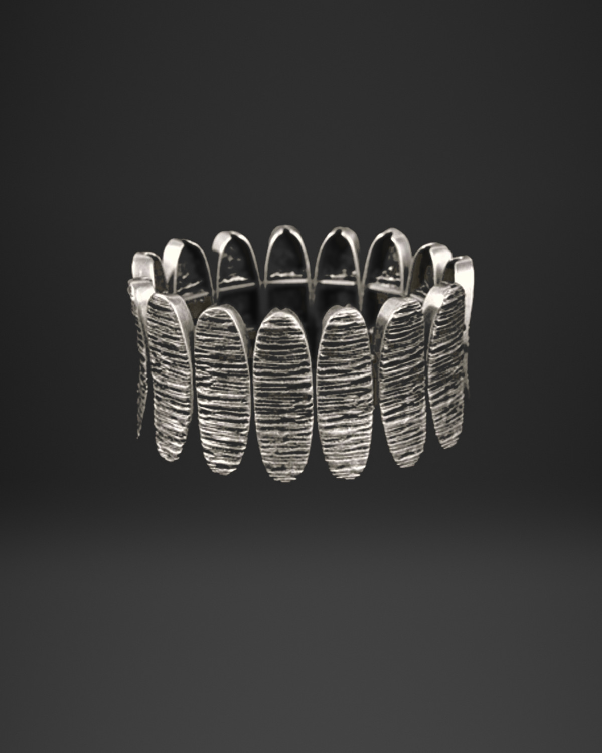 Line Engraved Oval Stretch Bracelet