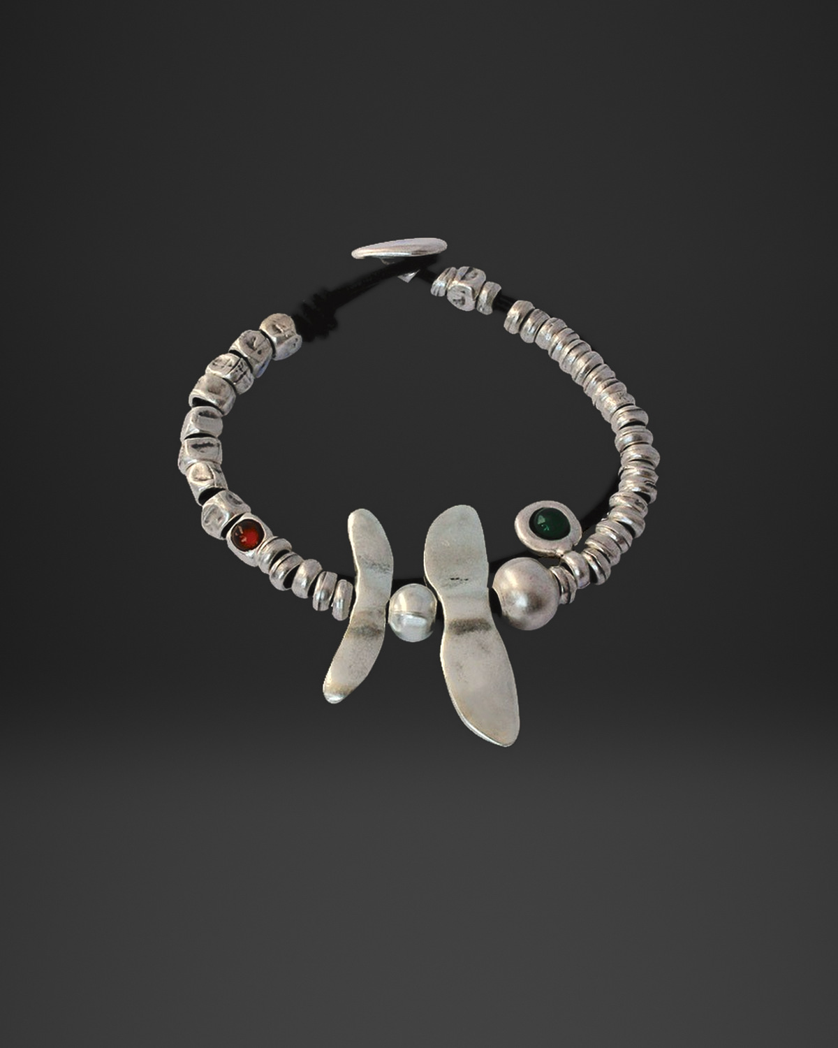 Twin Petal Bar Beaded Leather Bracelet