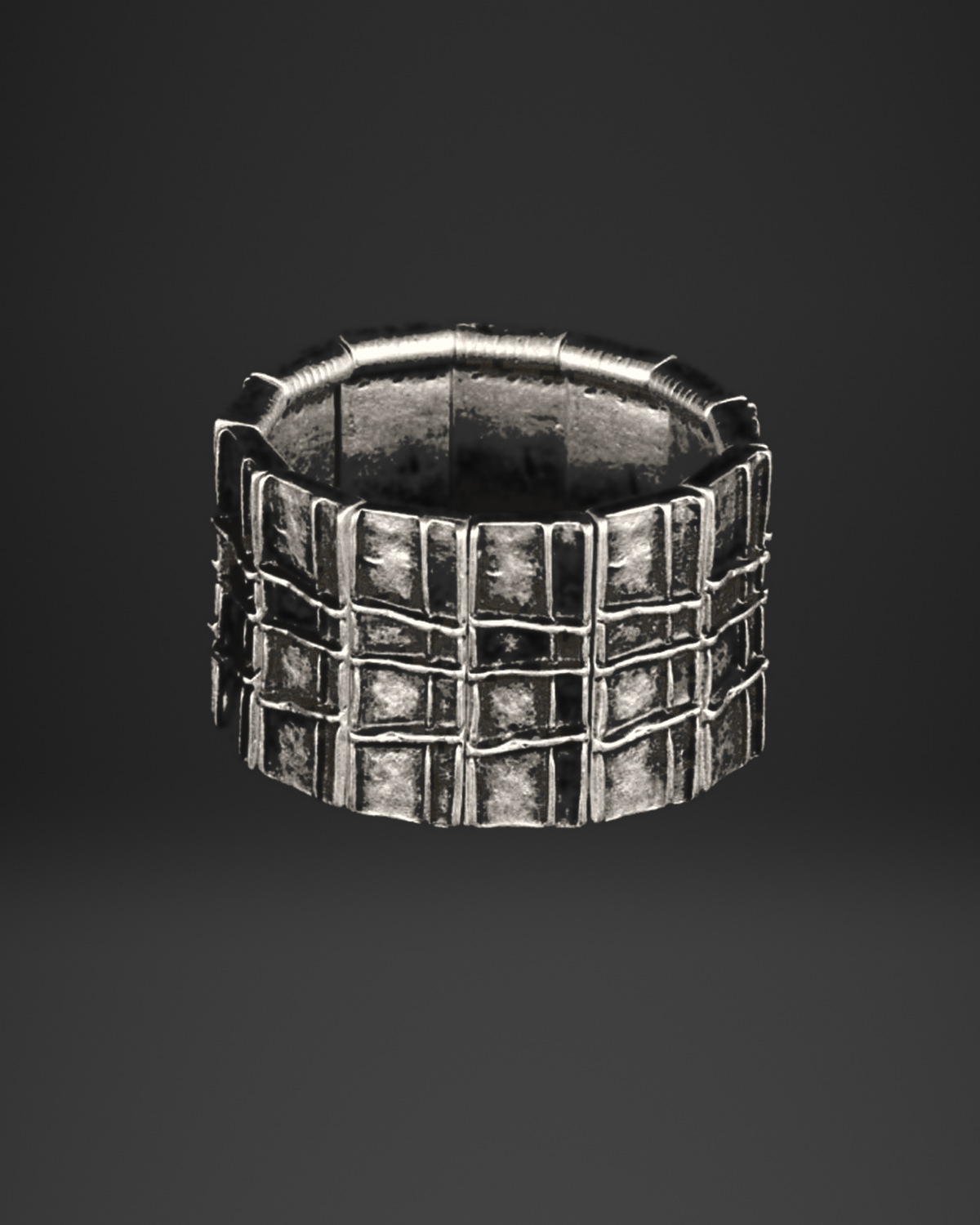 Grid Texture Panel Stretch Bracelet