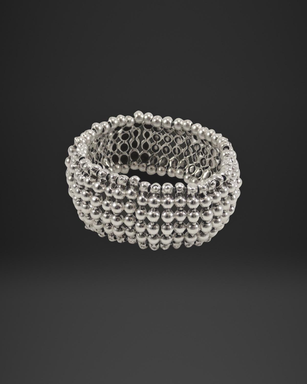 Multi Row Ball Bead Mesh Stretch Bracelet