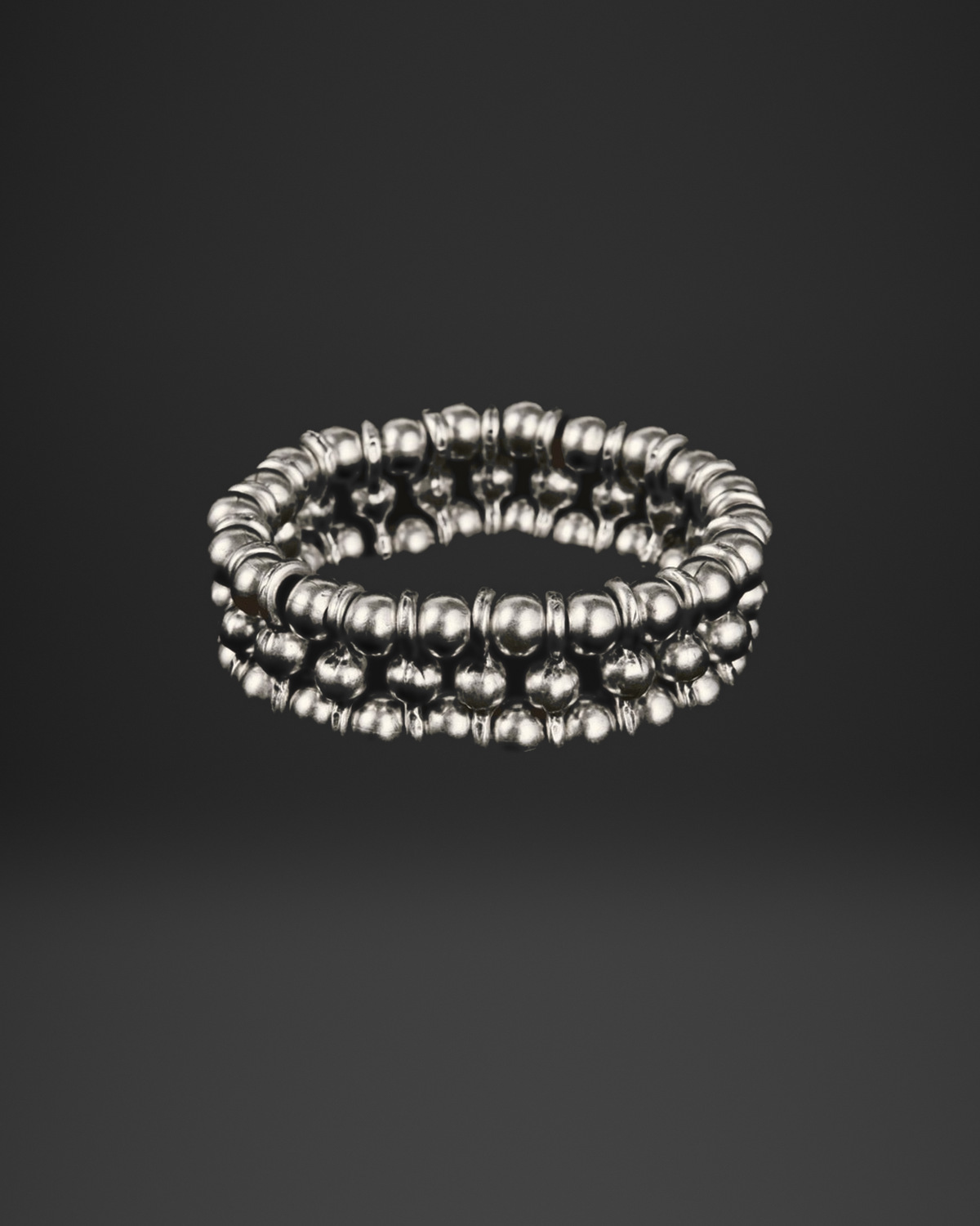 Double Row Ball and Disc Stretch Bracelet