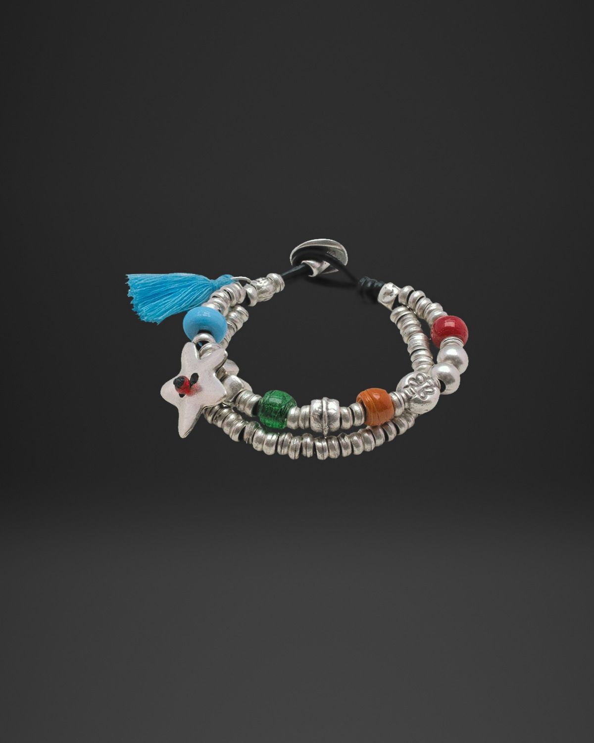 Star and Turquoise Tassel Double-Strand Bracelet