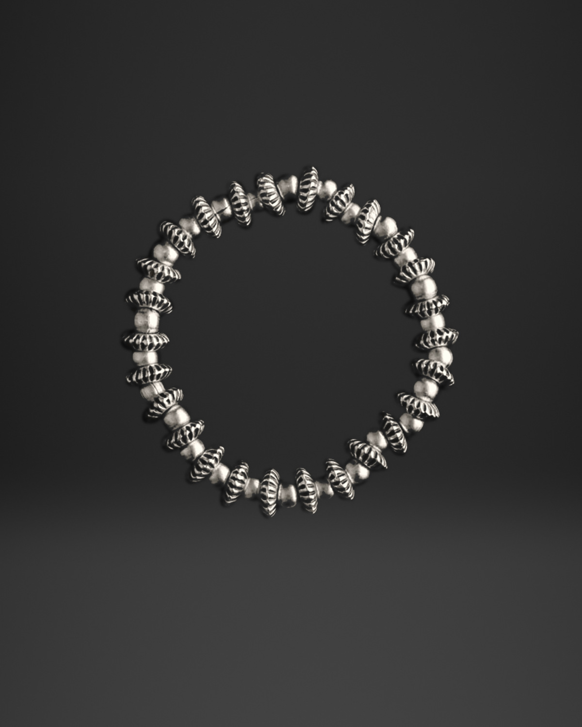 Ribbed Saucer Bead Stretch Bracelet