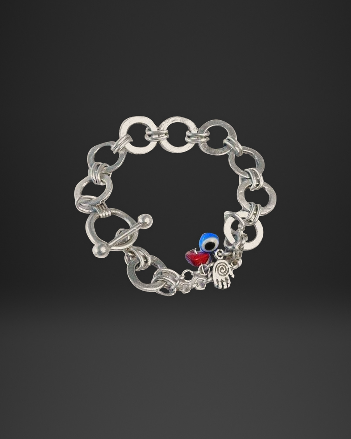 Evil Eye Hamsa Ring Link Bracelet