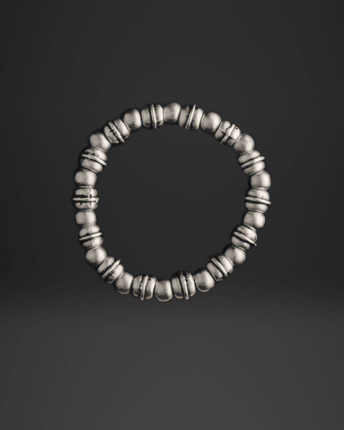 Ball and Ribbed Spacer Stretch Bracelet