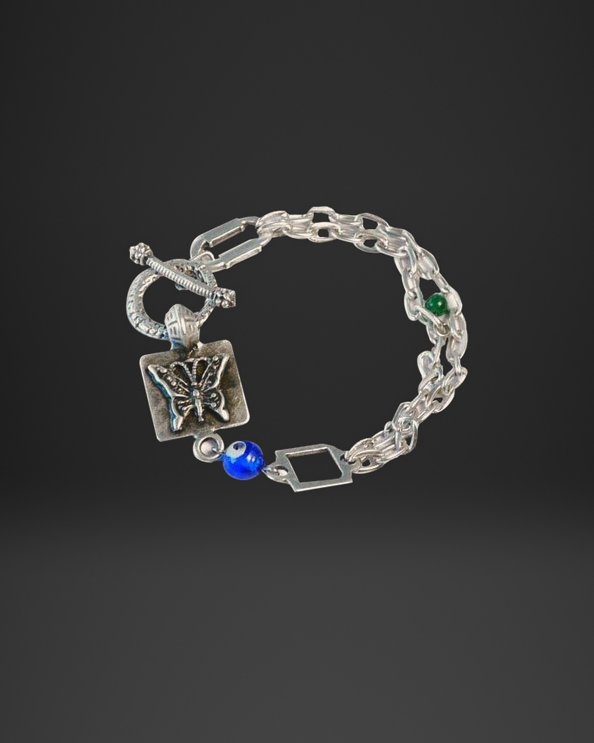 Butterfly Plaque Evil Eye Bracelet