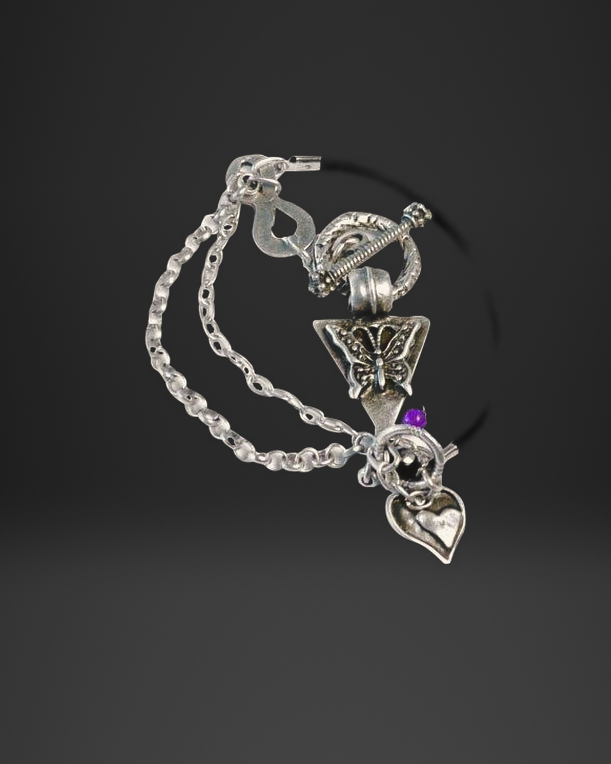 Butterfly and Heart Charm Chain Bracelet