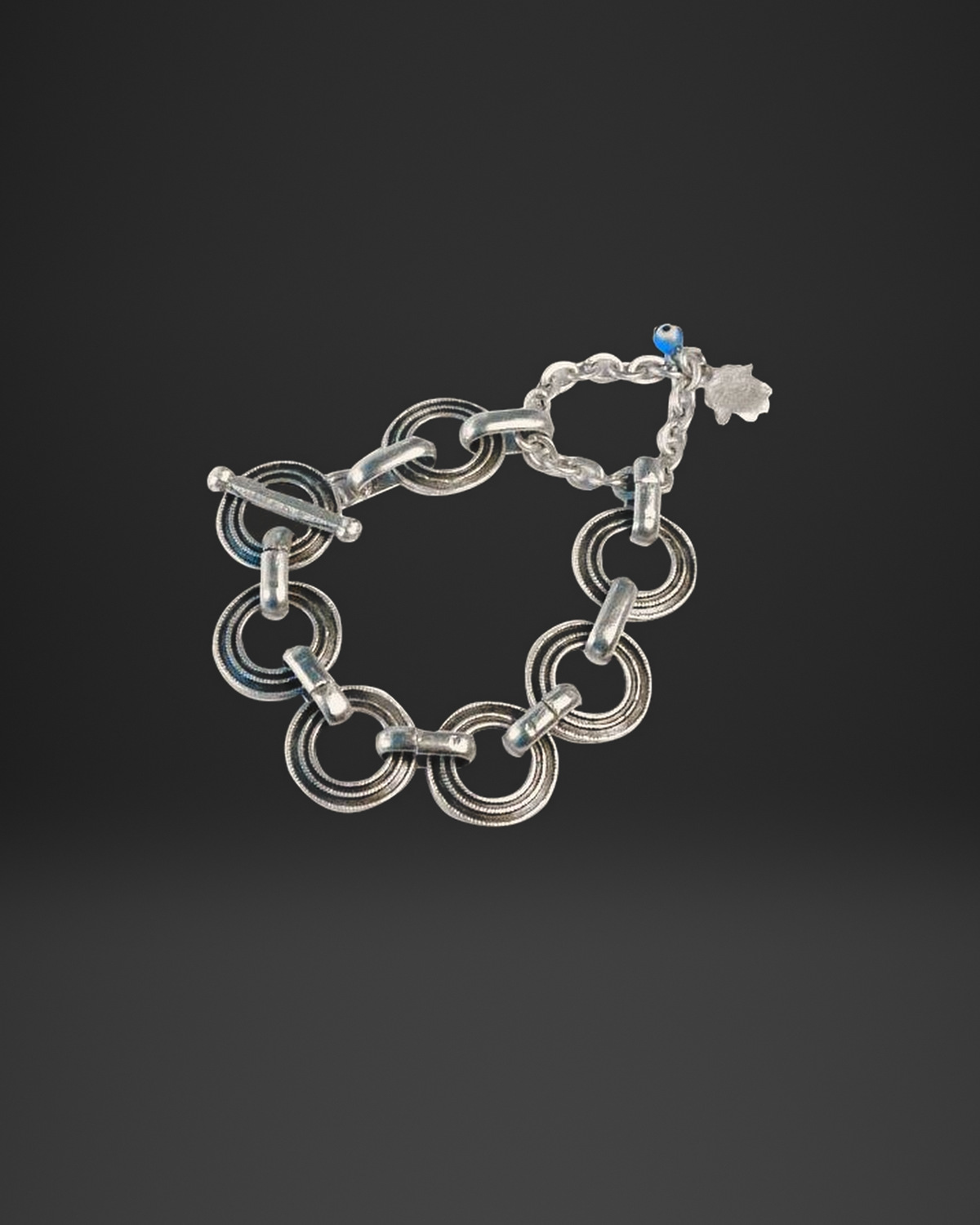 Triple Ring Hamsa Toggle Bracelet