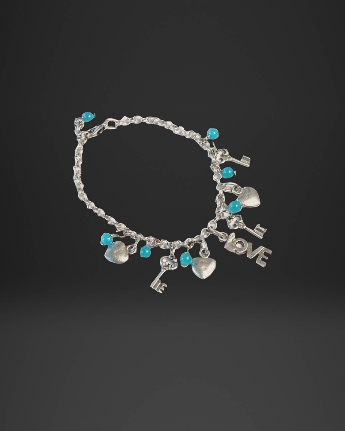Love Key Heart Charm Bracelet
