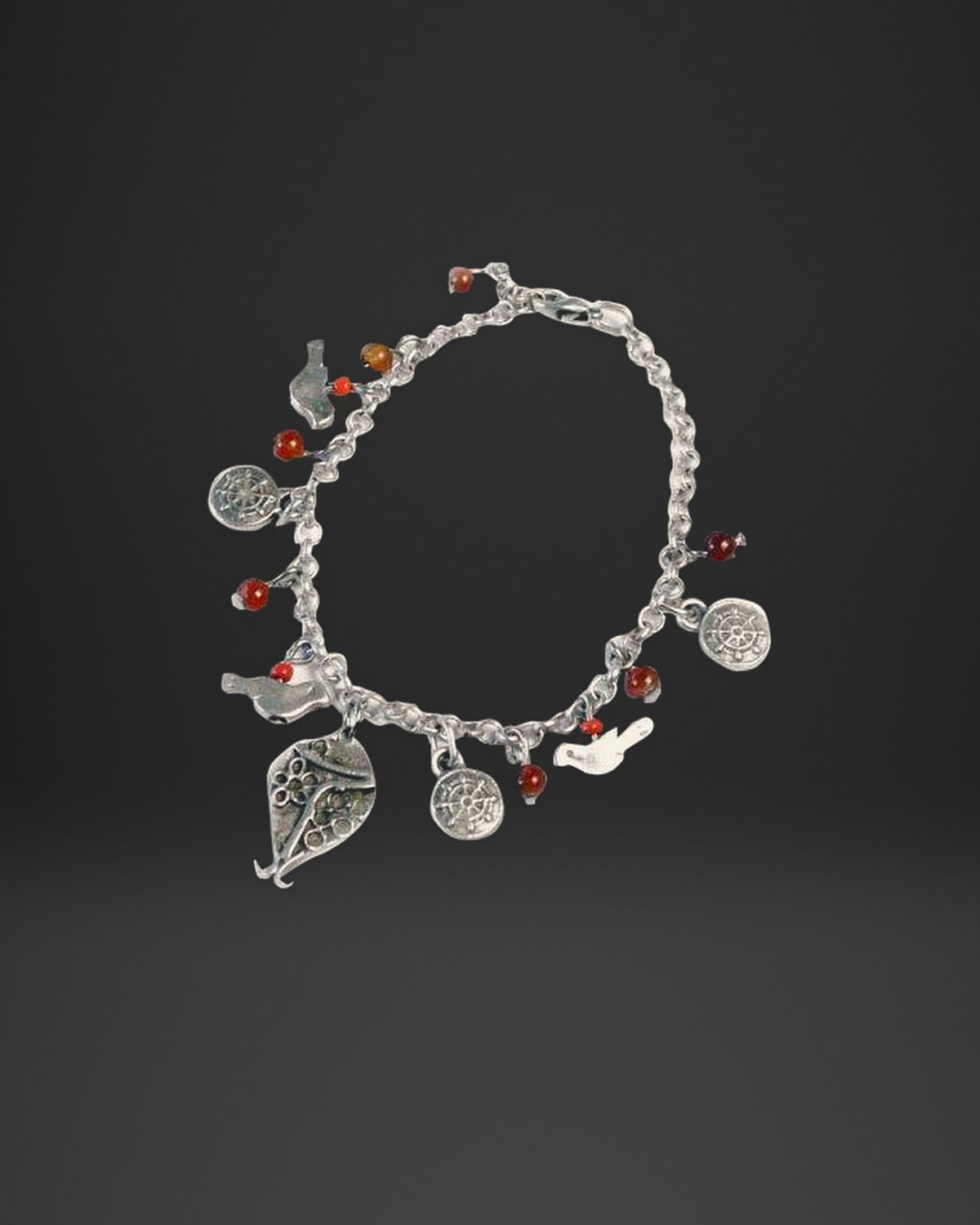 Bird Leaf Coin Charm Bracelet