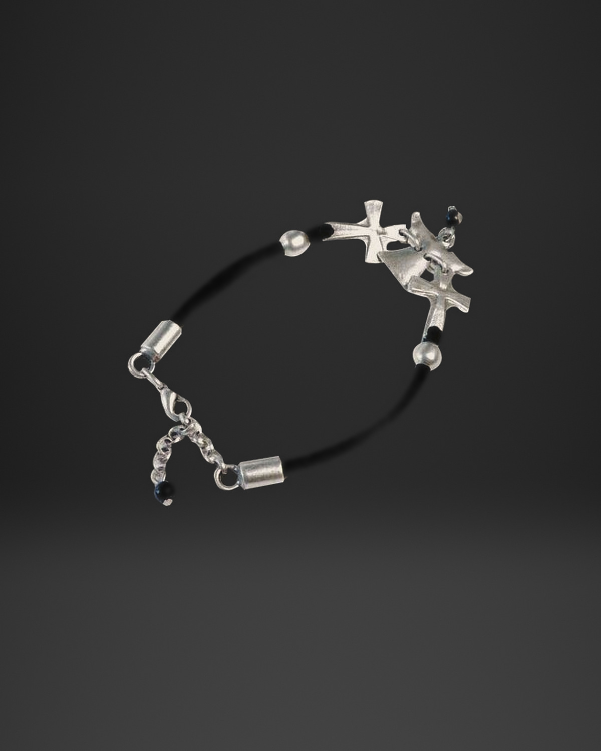 Flying Dove Black Leather Bracelet