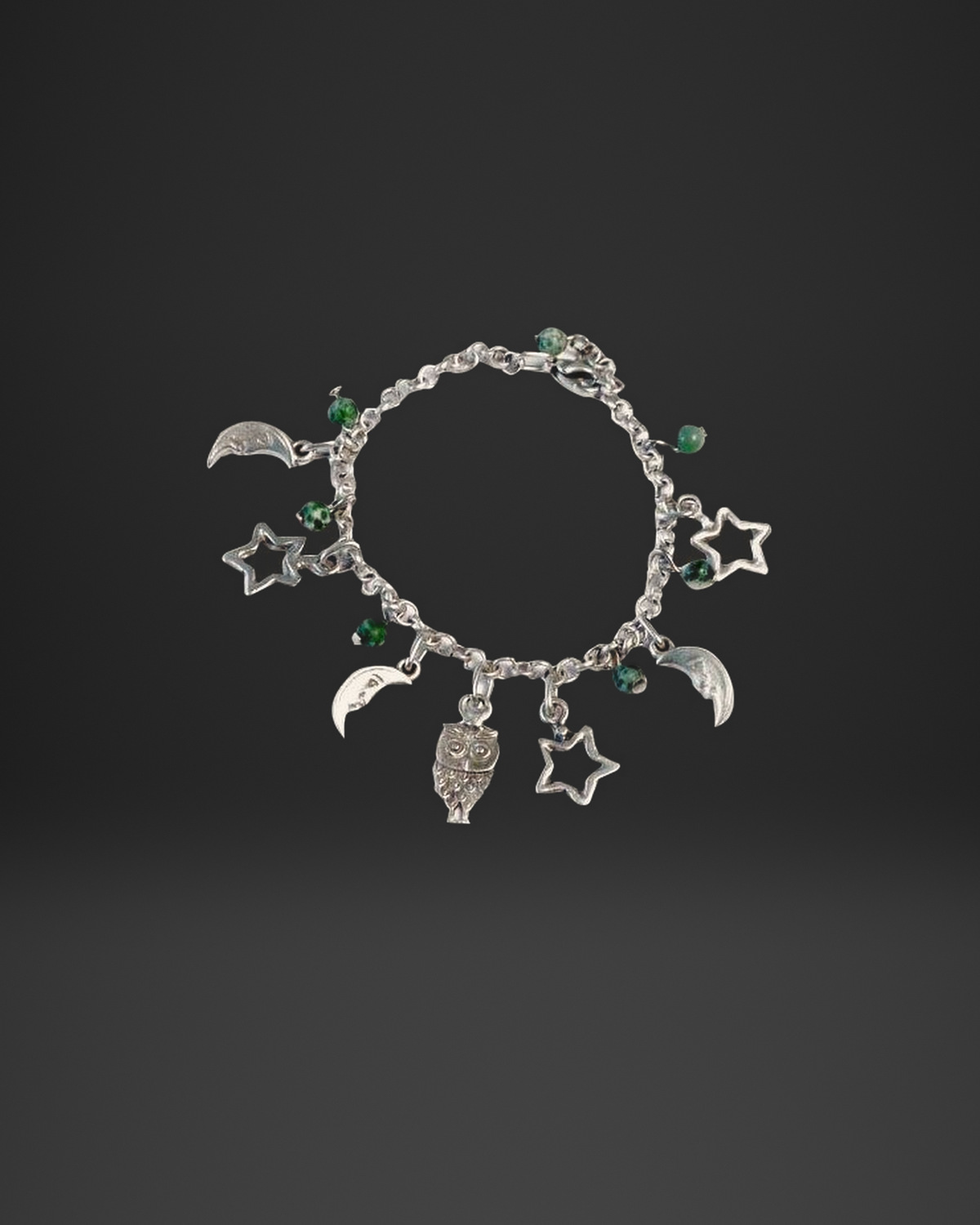 Celestial Moon Star Owl Charm Bracelet