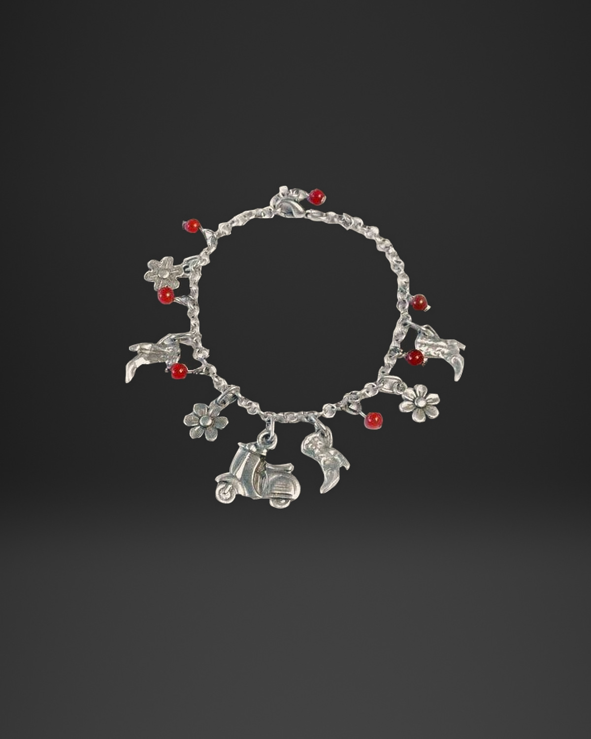 Scooter and Boot Charm Silver Chain Bracelet