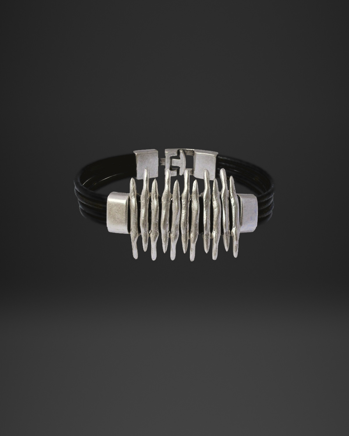 Fringe Bar Centerpiece Multi-Strand Leather Bracelet